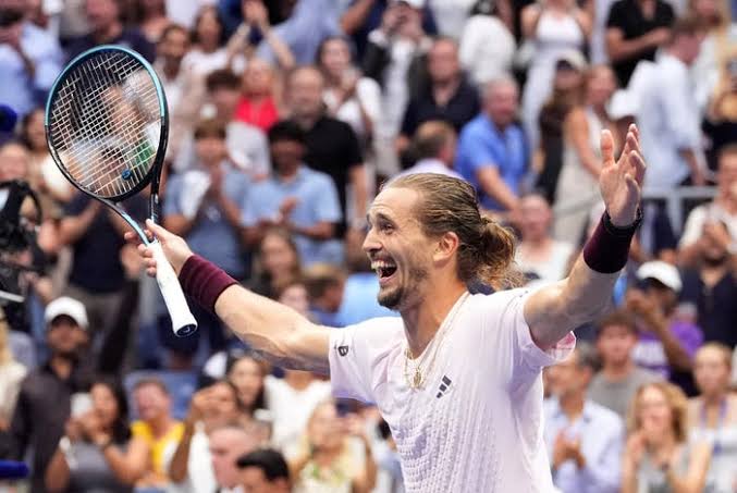 Alexander Zverev celebrates winning the 2026 US Open final against Ben Shelton.